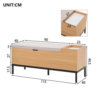Banc d'Entrée avec Coffre de Rangement - Meuble Pratique avec Assise Intégrée, MDF, Design Naturel, 115x40x49,5 cm