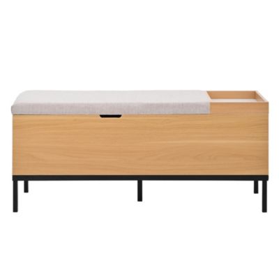Banc d'Entrée avec Coffre de Rangement - Meuble Pratique avec Assise Intégrée, MDF, Design Naturel, 115x40x49,5 cm