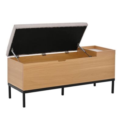 Banc d'Entrée avec Coffre de Rangement - Meuble Pratique avec Assise Intégrée, MDF, Design Naturel, 115x40x49,5 cm