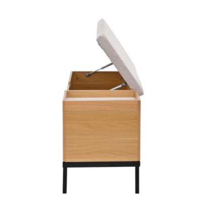 Banc d'Entrée avec Coffre de Rangement - Meuble Pratique avec Assise Intégrée, MDF, Design Naturel, 115x40x49,5 cm