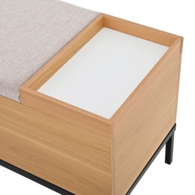Banc d'Entrée avec Coffre de Rangement - Meuble Pratique avec Assise Intégrée, MDF, Design Naturel, 115x40x49,5 cm