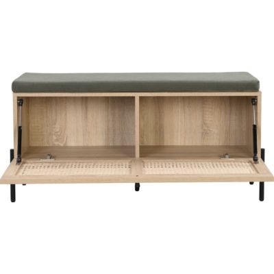 Banc d'entrée avec rangement en bois et cannage 100 cm - Iris