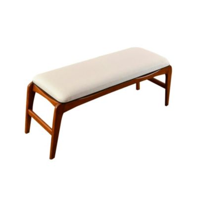 Banc d'entrée en bois et tissu assise lin, 120 cm DILI