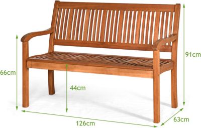 Banc d Exterieur en Bois d Eucalyptus Banc de Jardin Structure Stable avec Dossier en Form d Arc et Accoudoirs Courbes