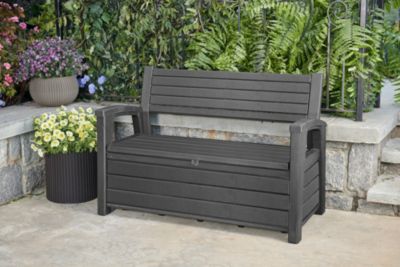Banc d'extérieur Otter avec coffre de rangement en résine coloris gris anthracite - 227L - KETER