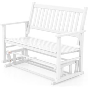 Banc de Balancement Extérieur 2 Places 126x68x100CM Charge225KG Balancelle en Bois de Peuplier avec Accoudoirs Blanc