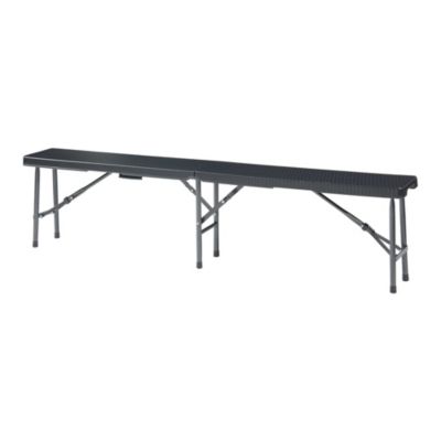 Banc de camping pliable Mark 180 x 25 x 43 cm effet rotin noir en.casa