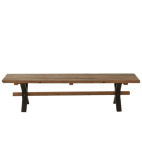 Banc de ferme industriel en bois et pieds croisés métal L180 - MARIE