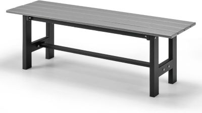 Banc de Jardin 2 Personnes Charge 300KG avec Siège à Lattes en HDPE Cadre en Métal Gris