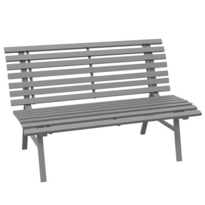 Banc de jardin 2 places assise dossier à lattes alu gris