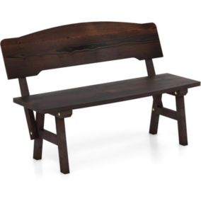 Banc de Jardin 2 Places Charge 325KG 120x51x78CM Sièges Spacieux Dossier Incliné Ergononique Barre Transversale Marron