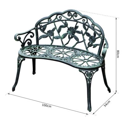 Banc Jardin 2 Places Style Antique - Fonte Aluminium - 99x52x78cm - Relaxdays