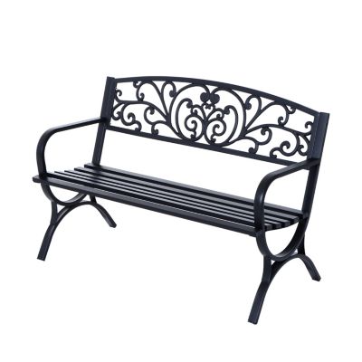 Banc de jardin 3 places dim. 127 x 60 x 85 cm max 250 Kg acier fonte noir