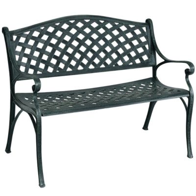 Banc de jardin aluminium avec accoudoirs vert antique