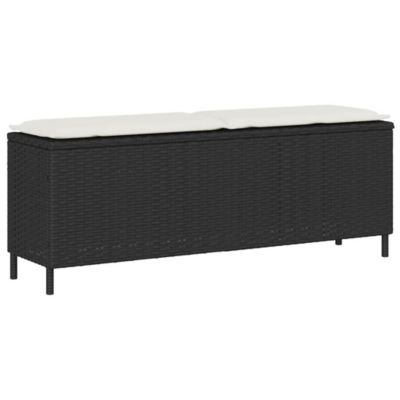 Banc de jardin avec coussin noir 110x30x40,5 cm résine tressée vidaXL