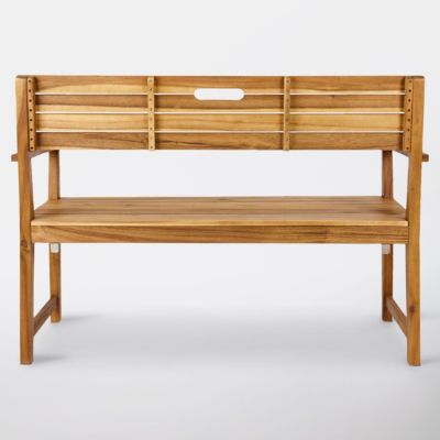 Banc de jardin en acacia avec accoudoirs et dossier L.128,5 x H.89,7 x P.57 cm, GoodHome Denia