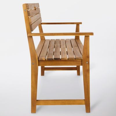Banc de jardin en acacia avec accoudoirs et dossier L.128,5 x H.89,7 x P.57 cm, GoodHome Denia