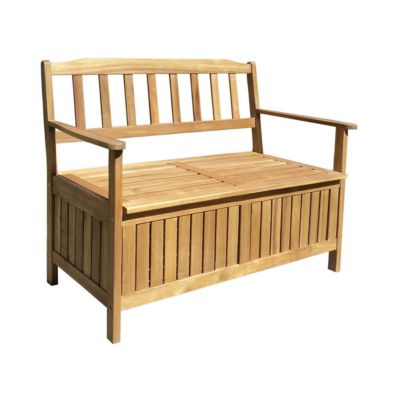 Banc de jardin en acacia avec coffre de rangement