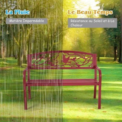 Banc de Jardin en Acier Dossier Ergonomique 2-3 Places avec Accoudoirs et Dossier Ergonomique 280KG