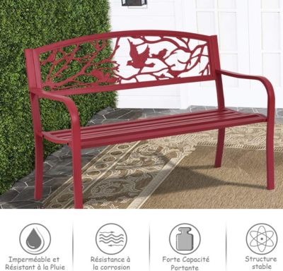 Banc de Jardin en Acier Dossier Ergonomique 2-3 Places avec Accoudoirs et Dossier Ergonomique 280KG