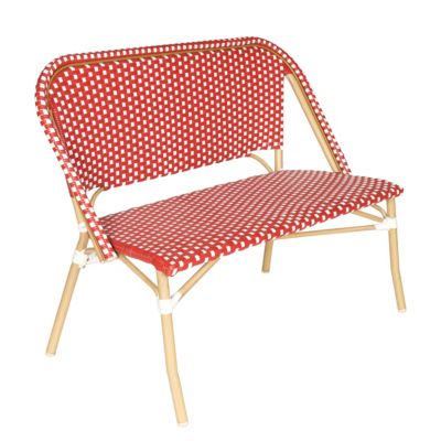 Banc de jardin en alumunium et rotin synthétique blanc et rouge  Oviala