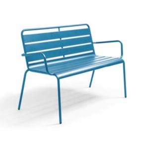 Banc de jardin en métal bleu pacific Palavas  Oviala