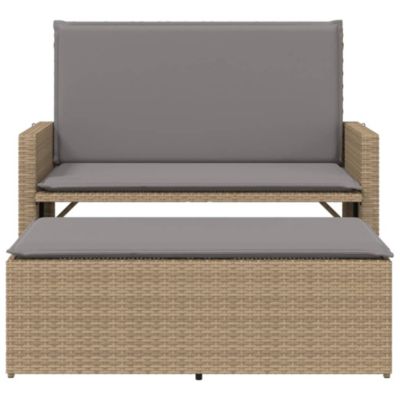 Banc de jardin et coussins et repose-pied beige résine tressée vidaXL