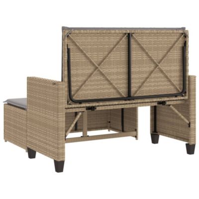 Banc de jardin et coussins et repose-pied beige résine tressée vidaXL