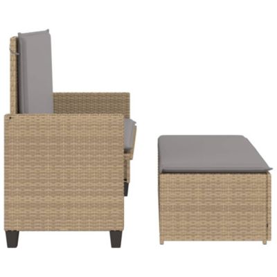 Banc de jardin et coussins et repose-pied beige résine tressée vidaXL
