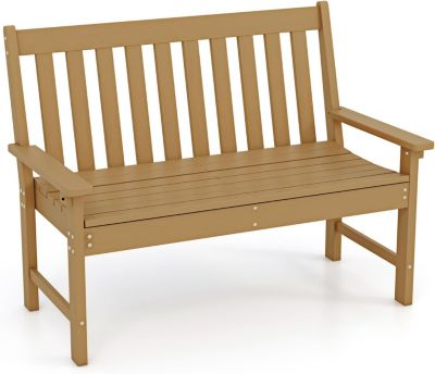 Banc de Jardin Exterieur en HDPE, Banc Extérieur Jardin 2 Places avec Dossier et Accoudoirs
