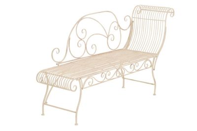 Banc de jardin Karma en fer forgé, récamière, banquette de jardin en fer forgé, chaise longue de jardin. Crèmeantique
