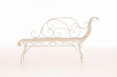 Banc de jardin Karma en fer forgé, récamière, banquette de jardin en fer forgé, chaise longue de jardin. Crèmeantique