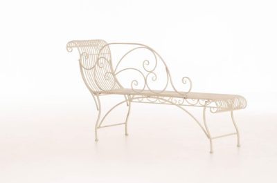 Banc de jardin Karma en fer forgé, récamière, banquette de jardin en fer forgé, chaise longue de jardin. Crèmeantique