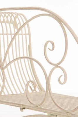 Banc de jardin Karma en fer forgé, récamière, banquette de jardin en fer forgé, chaise longue de jardin. Crèmeantique