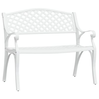 Banc de jardin meuble de patio aluminium blanc Helloshop26