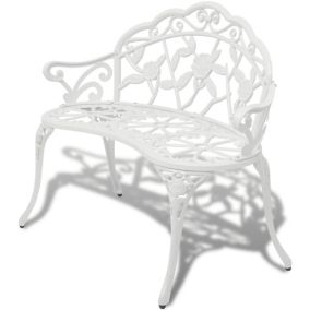 Banc de jardin meuble de patio aluminium blanc Helloshop26