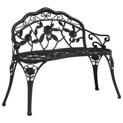Banc de jardin meuble de patio aluminium noir Helloshop26