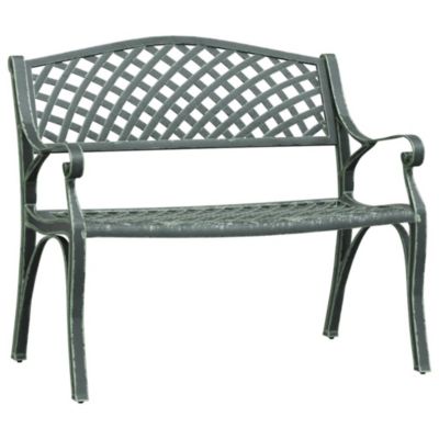 Banc de jardin meuble de patio aluminium vert Helloshop26