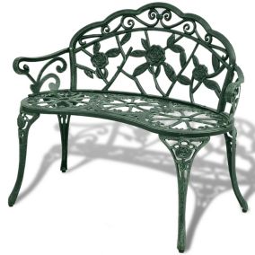 Banc de jardin meuble de patio aluminium vert Helloshop26