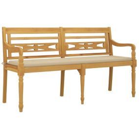 Banc de jardin meuble de patio bois beige Helloshop26