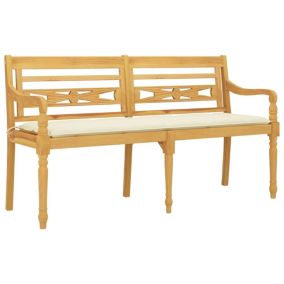 Banc de jardin meuble de patio bois crème Helloshop26