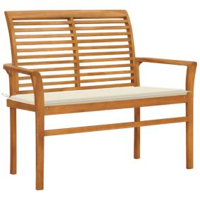 Banc de jardin meuble de patio bois crème Helloshop26