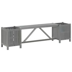 Banc de jardin meuble de patio bois gris Helloshop26