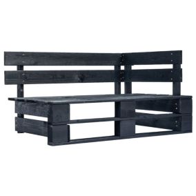 Banc de jardin meuble de patio bois noir Helloshop26