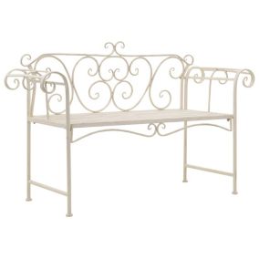 Banc de jardin meuble de patio metal blanc Helloshop26