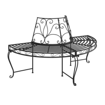 Banc de jardin meuble de patio noir Helloshop26