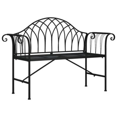 Banc de jardin meuble de patio noir Helloshop26