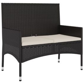 Banc de jardin meuble de patio resine noir Helloshop26