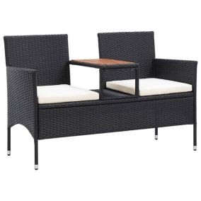 Banc de jardin meuble de patio resine noir Helloshop26