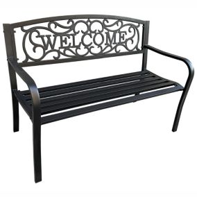 Banc de Jardin Noir IRYS avec Pieds en Acier et dossier en fonte, Largeur 127 cm